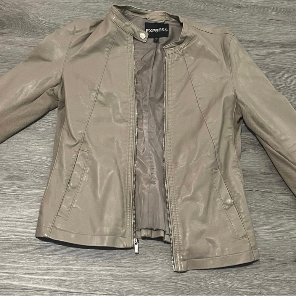 Express faux beige leather jacket